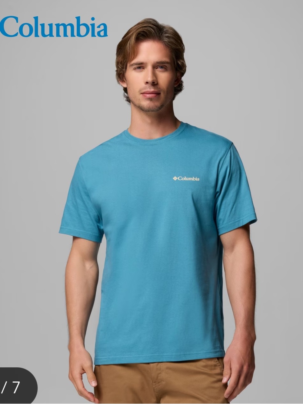 Columbia PFG Men’s Short Sleeve Logo T‑Shirt in Teal MEDIUM